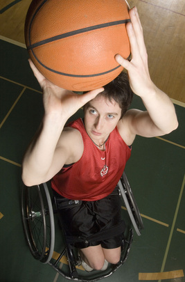 Danielle Shooting ball in wheelchair
